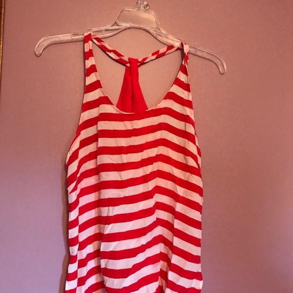 Red & White striped chiffon tank top - Picture 3 of 8